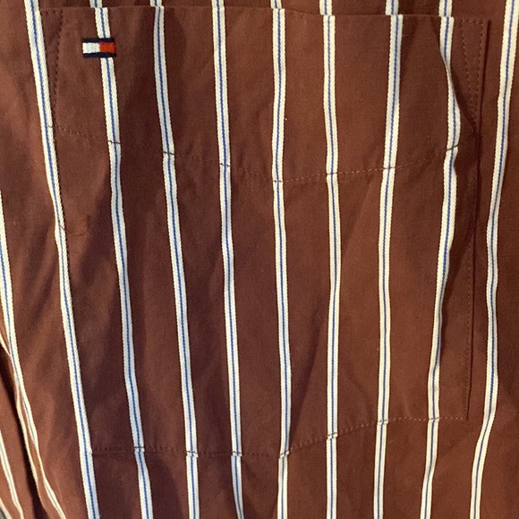 Tommy Hilfiger maroonish brown stripe button down shirt - Picture 3 of 8